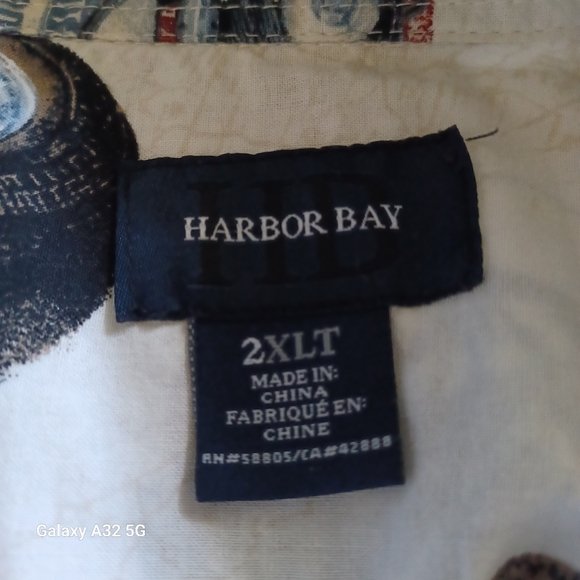 Harbor Bay Cream and Red Casual Button Down Shirt Size 2XLT - Picture 2 of 14